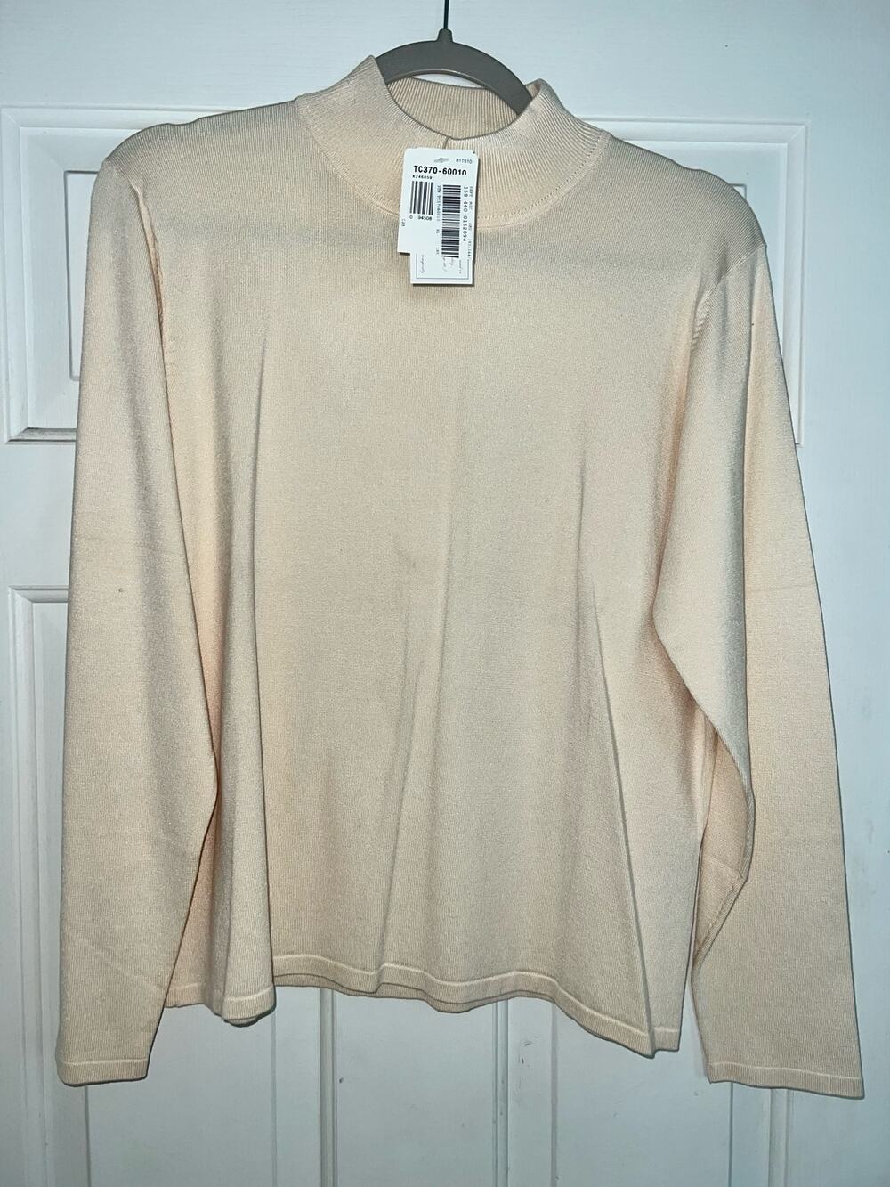 Pendleton silk blend Cream Long Sleeve Mock Neck sweater  - size XL